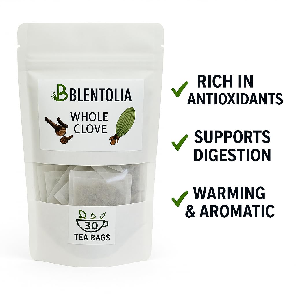 Blentolia clove tea cup steaming; warm, aromatic sip for cozy moments.