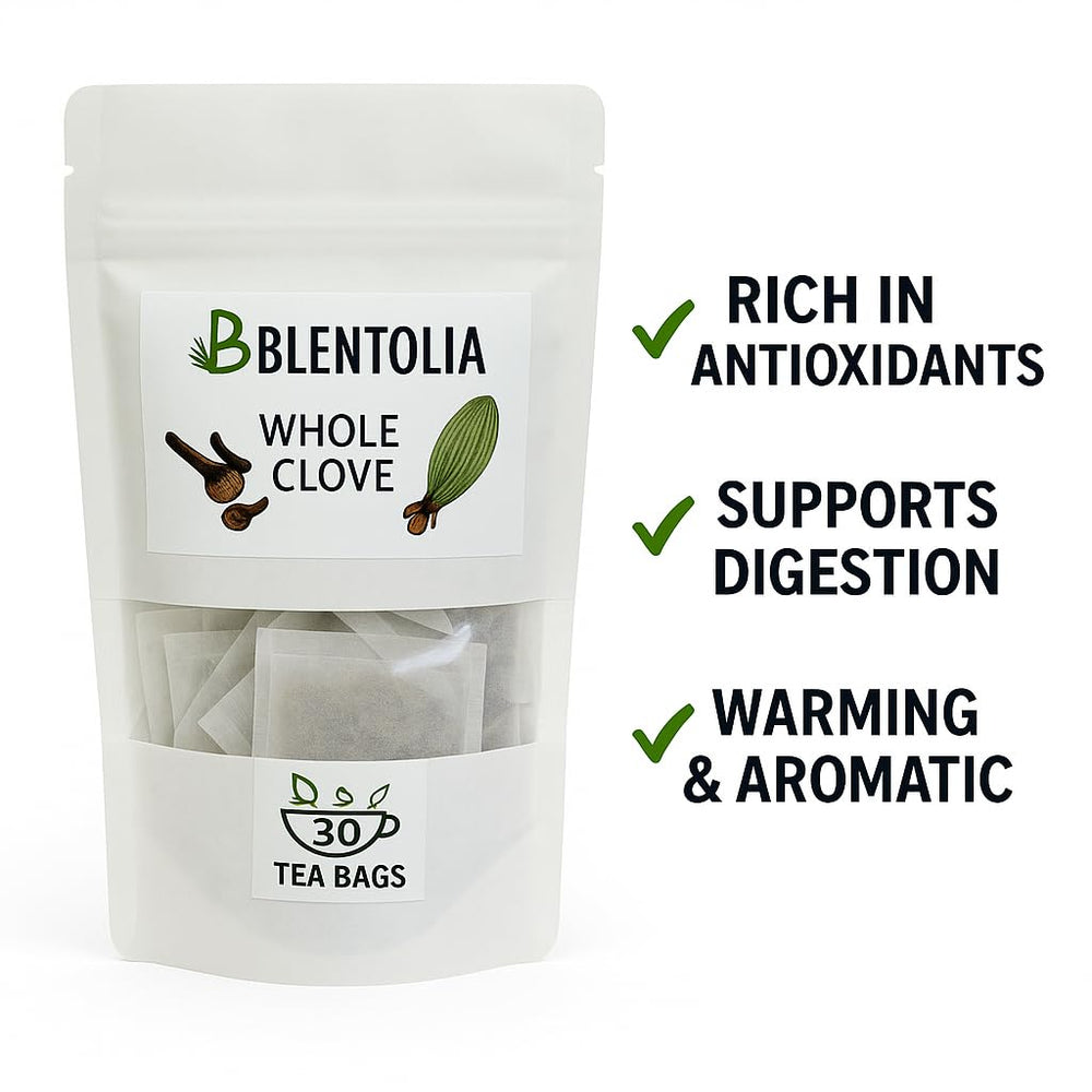 Blentolia clove tea cup steaming; warm, aromatic sip for cozy moments.
