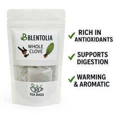 Blentolia clove tea cup steaming; warm, aromatic sip for cozy moments.