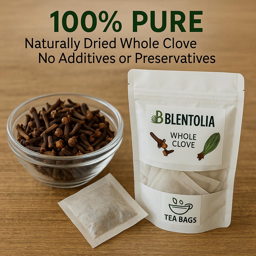 Blentolia tea bags in infuser; easy brew for a relaxing caffeine-free experience.