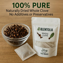 Blentolia tea bags in infuser; easy brew for a relaxing caffeine-free experience.