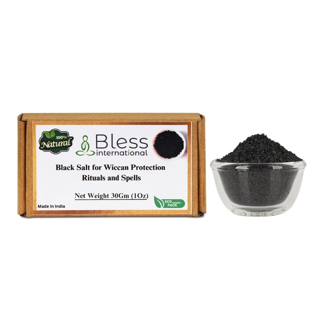 Bless International Black Salt label view highlighting the compact 1 oz container for rituals