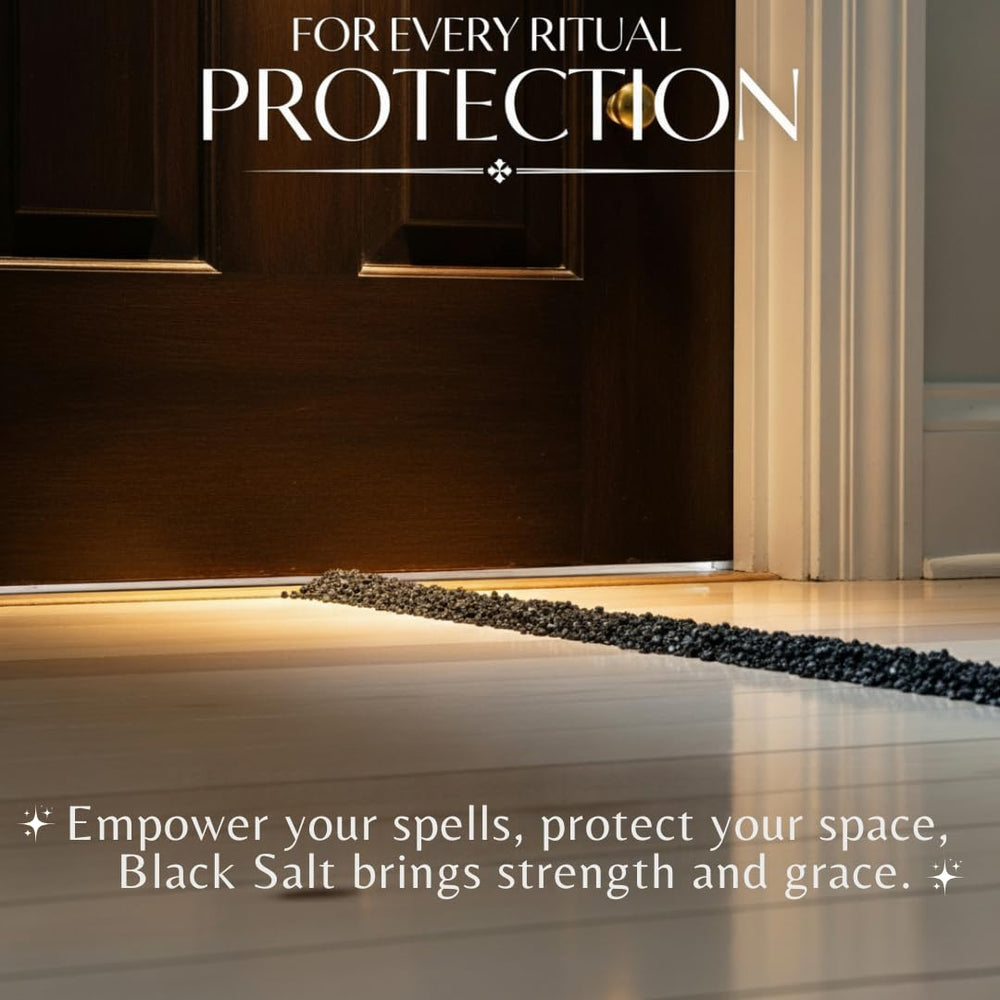 Bless International Black Salt being sprinkled on a ritual circle for warding