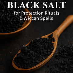 Bless International Black Salt swirling with smoke evokes protective spellwork and focus