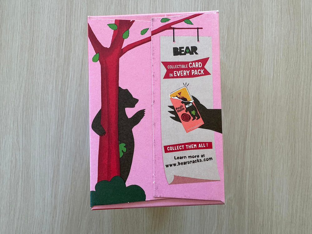 Display of ingredients for BLholife Bear Real Fruit Snack Rolls showing whole fruit