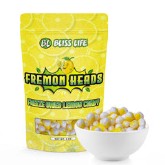 Bliss Life Fremon Heads freeze-dried lemon candy pack shows portable tangy snack
