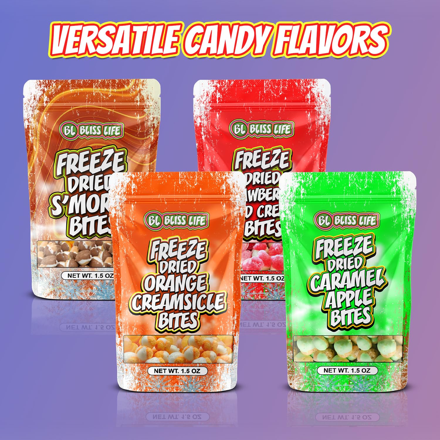 Bliss Life Low-calorie snack label visible on a single piece.