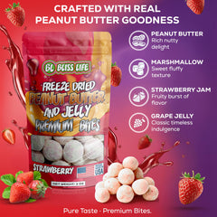 Bliss Life PBJ marshmallow packaging highlights portable 2oz size.