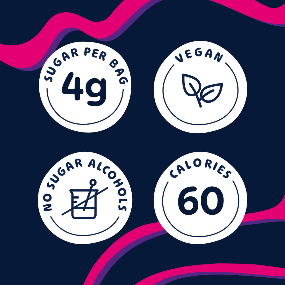 Blobs low sugar no dyes packaging signals a cleaner snack option.