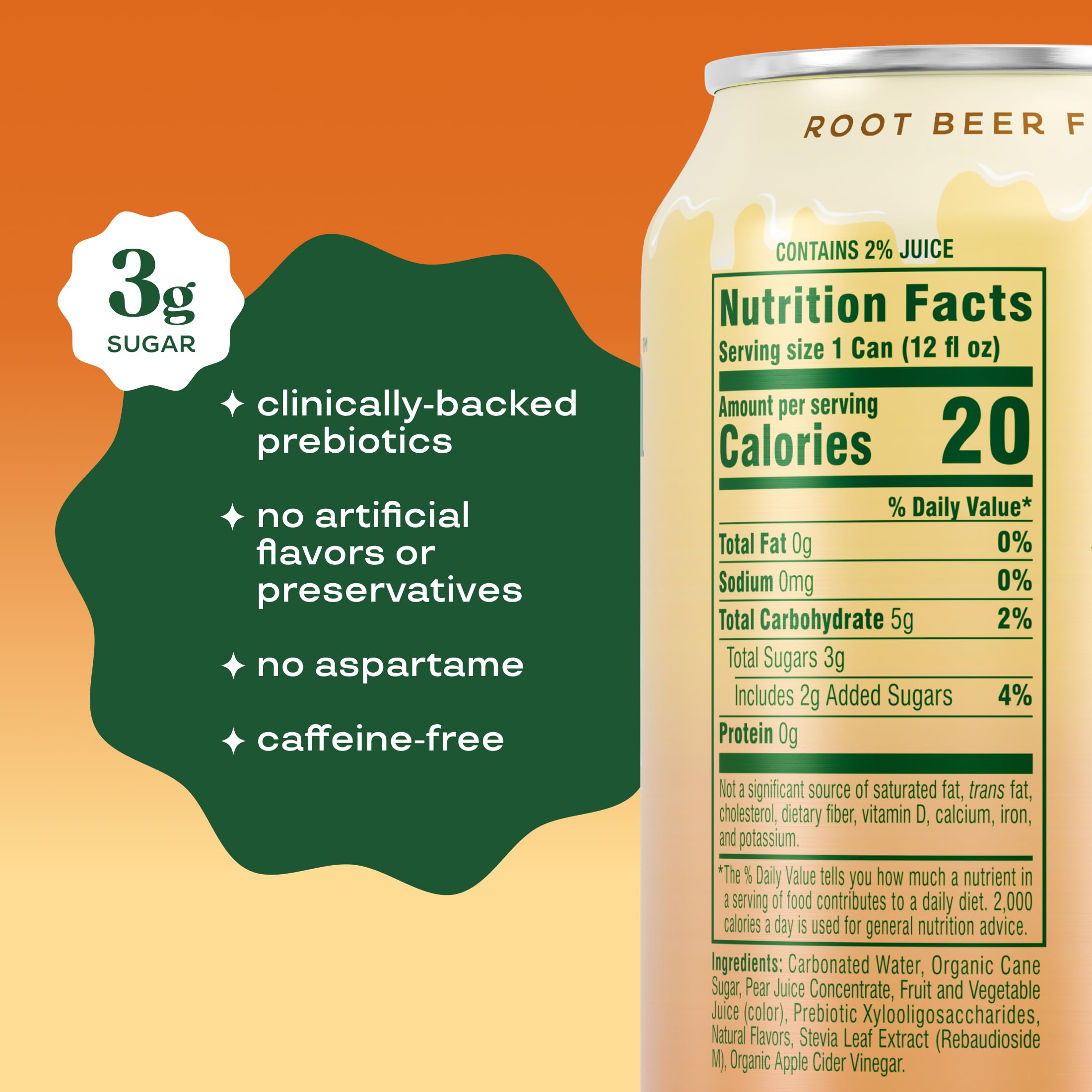 Bloom Pop Root Beer Float 12oz can pack, low calorie and caffeine-free