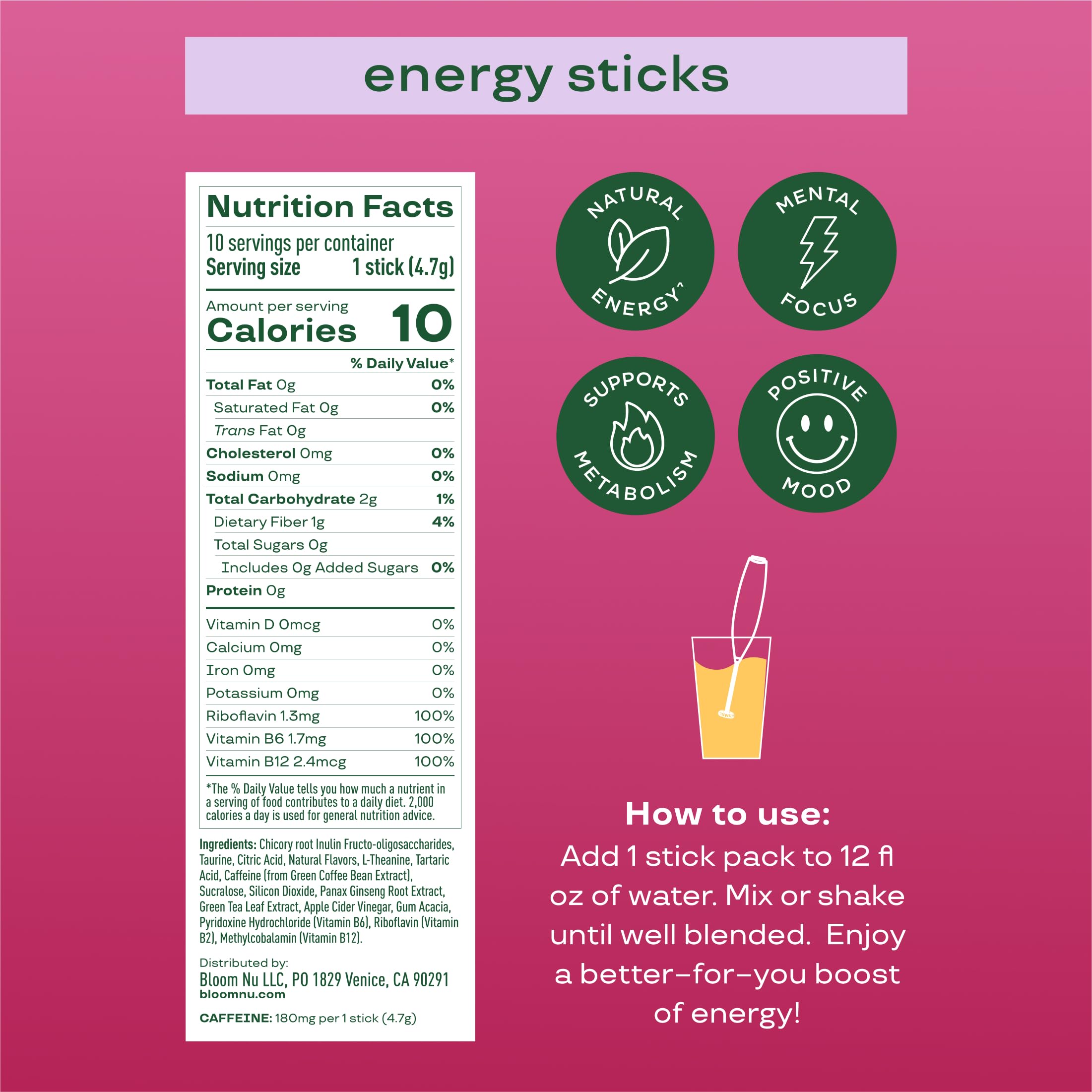 Bloom Nutrition Cherry Lime flavor label showing fruity, sugar-free energy