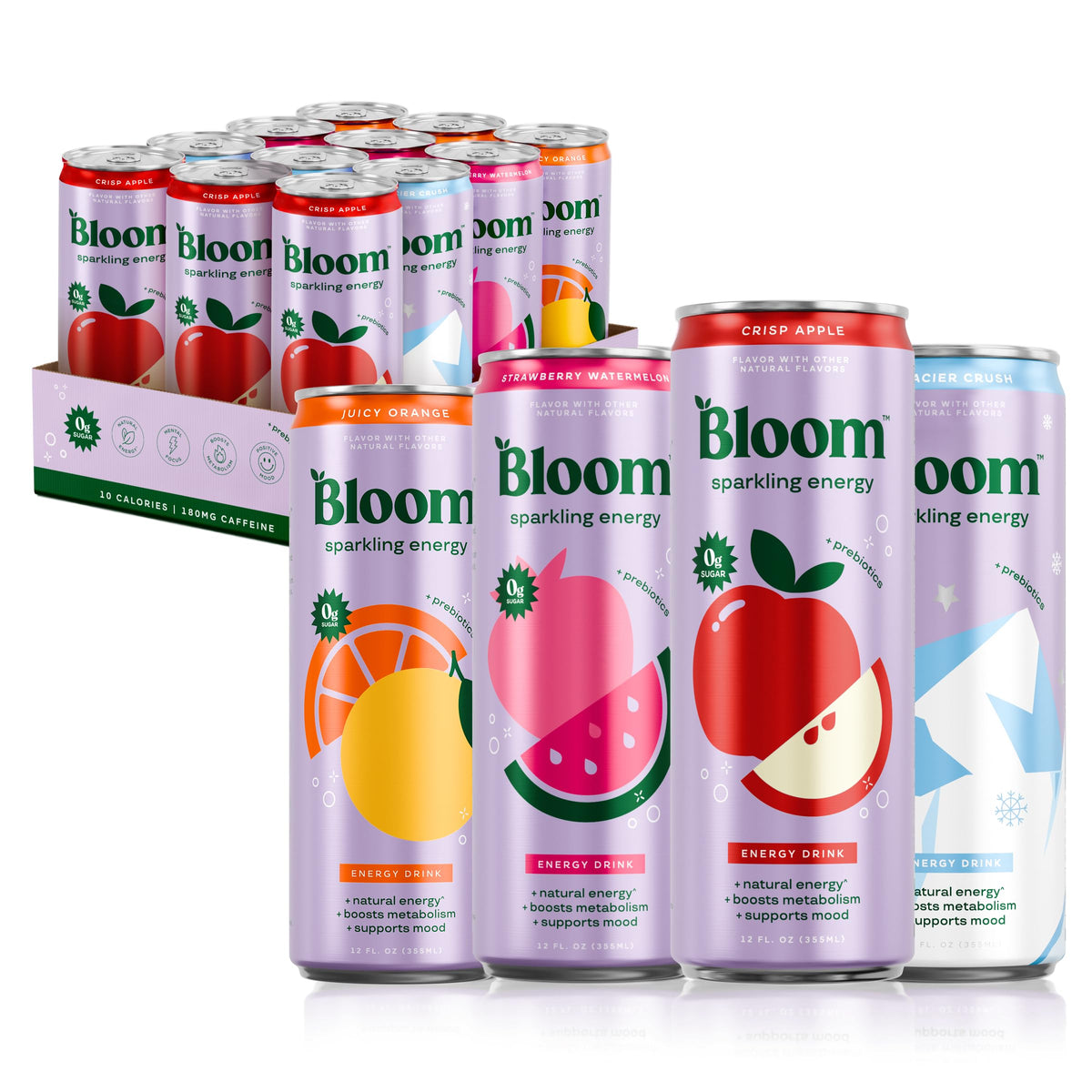 Bloom Nutrition Sparkling Energy Apple Crisp can for workout-ready energy.