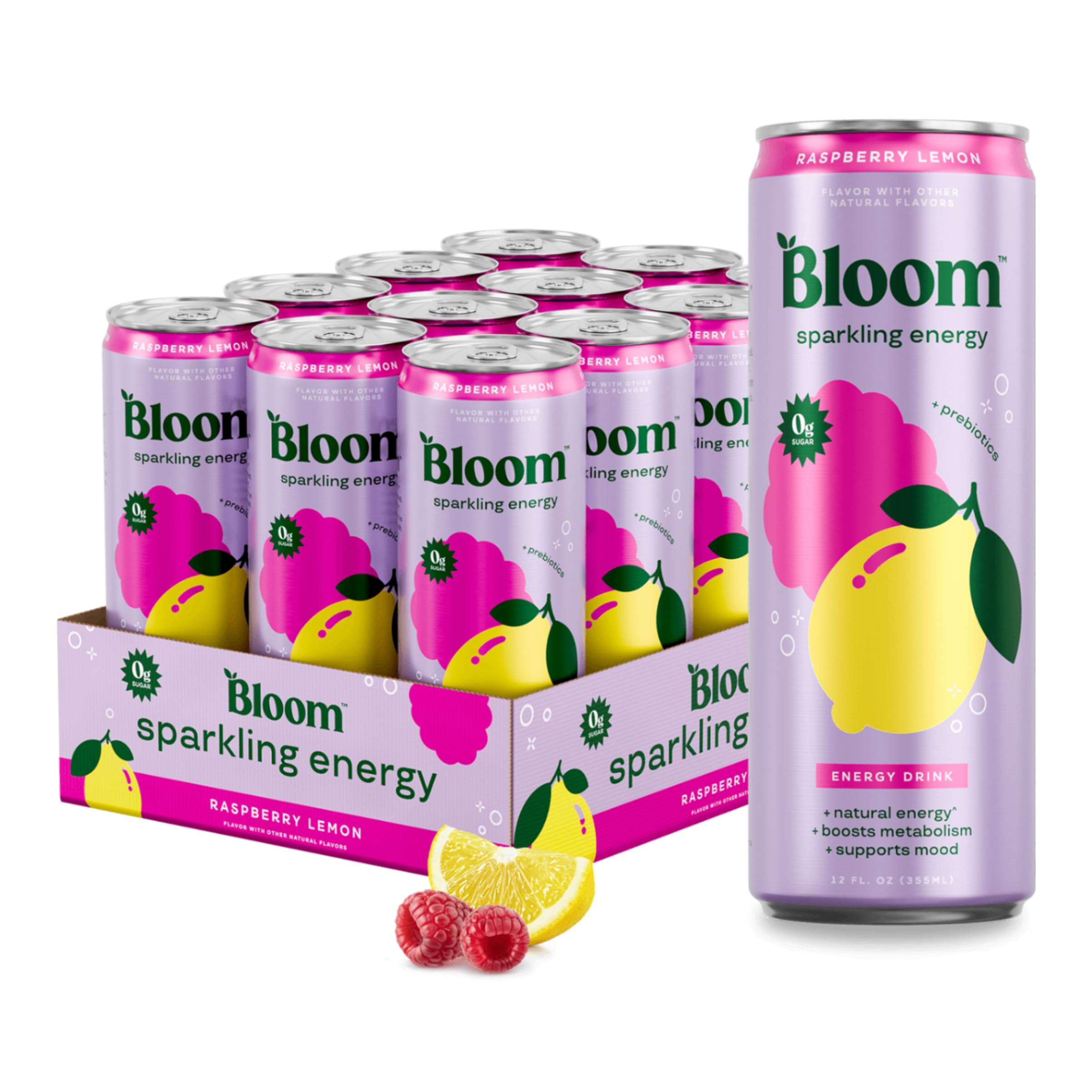 Bloom Nutrition Sparkling Energy Raspberry Lemon can for focused moments