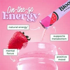 Bloom Nutrition travel-pack of energy packets ready to mix, ideal for travel