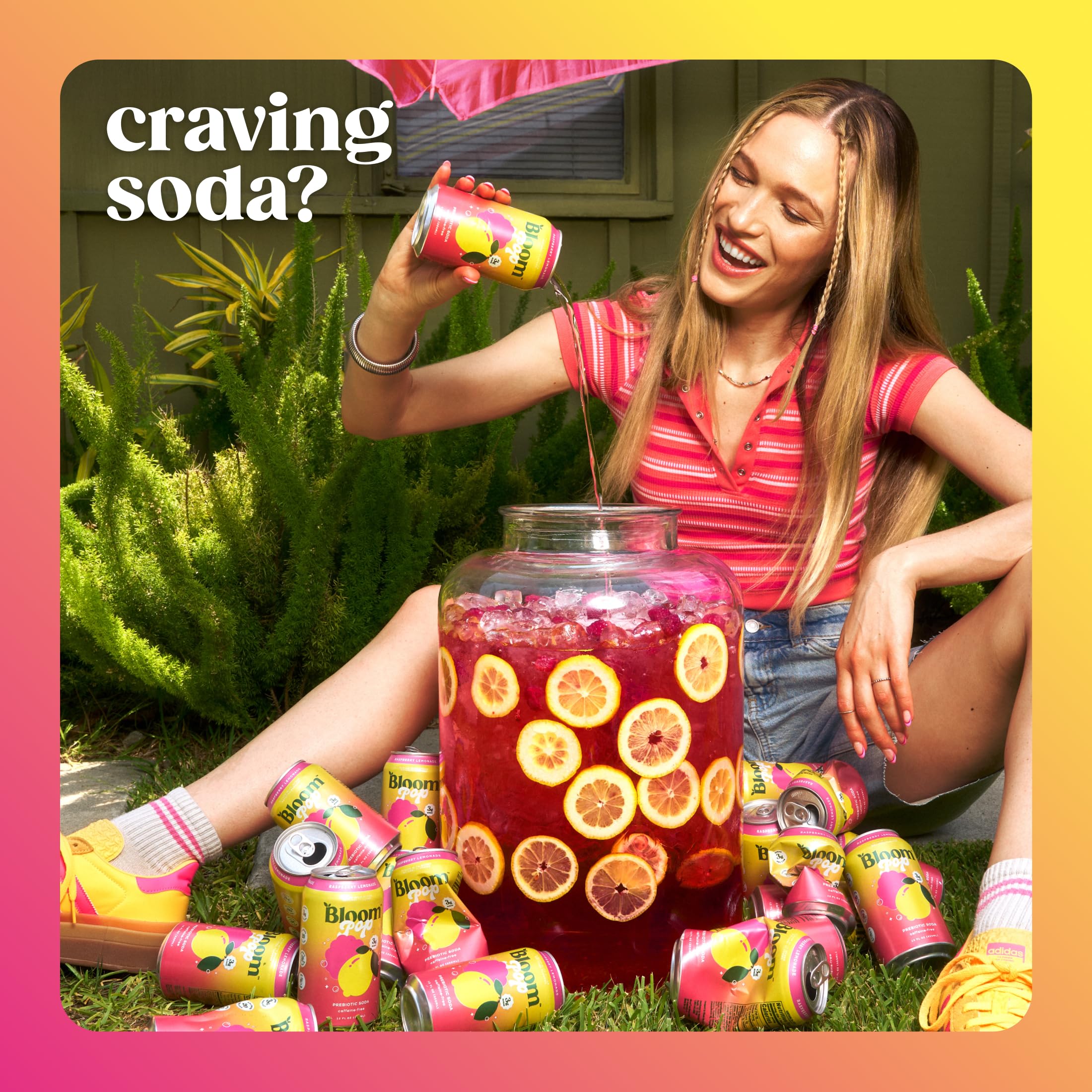 Bloom Pop Raspberry Lemonade on the kitchen counter for convenient on the go refreshment.