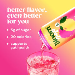 Bloom Pop Raspberry Lemonade being poured into a glass for quick, tasty pick-me-up.