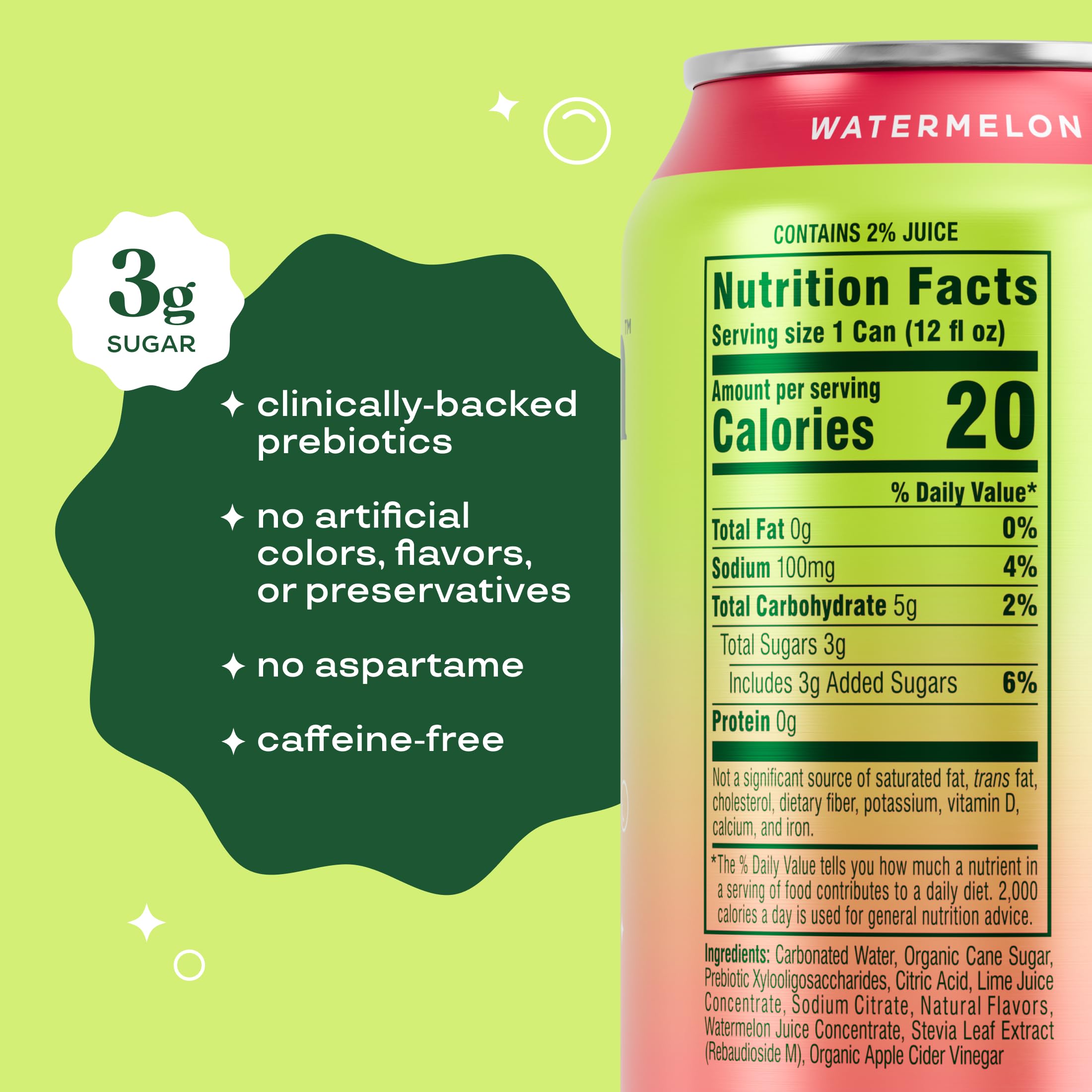 Bloom Pop Watermelon Lime cans on ice, great for lunch