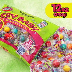 Bloom's Cry Baby Extra Sour Bubble Gum gumballs individually wrapped for freshness.