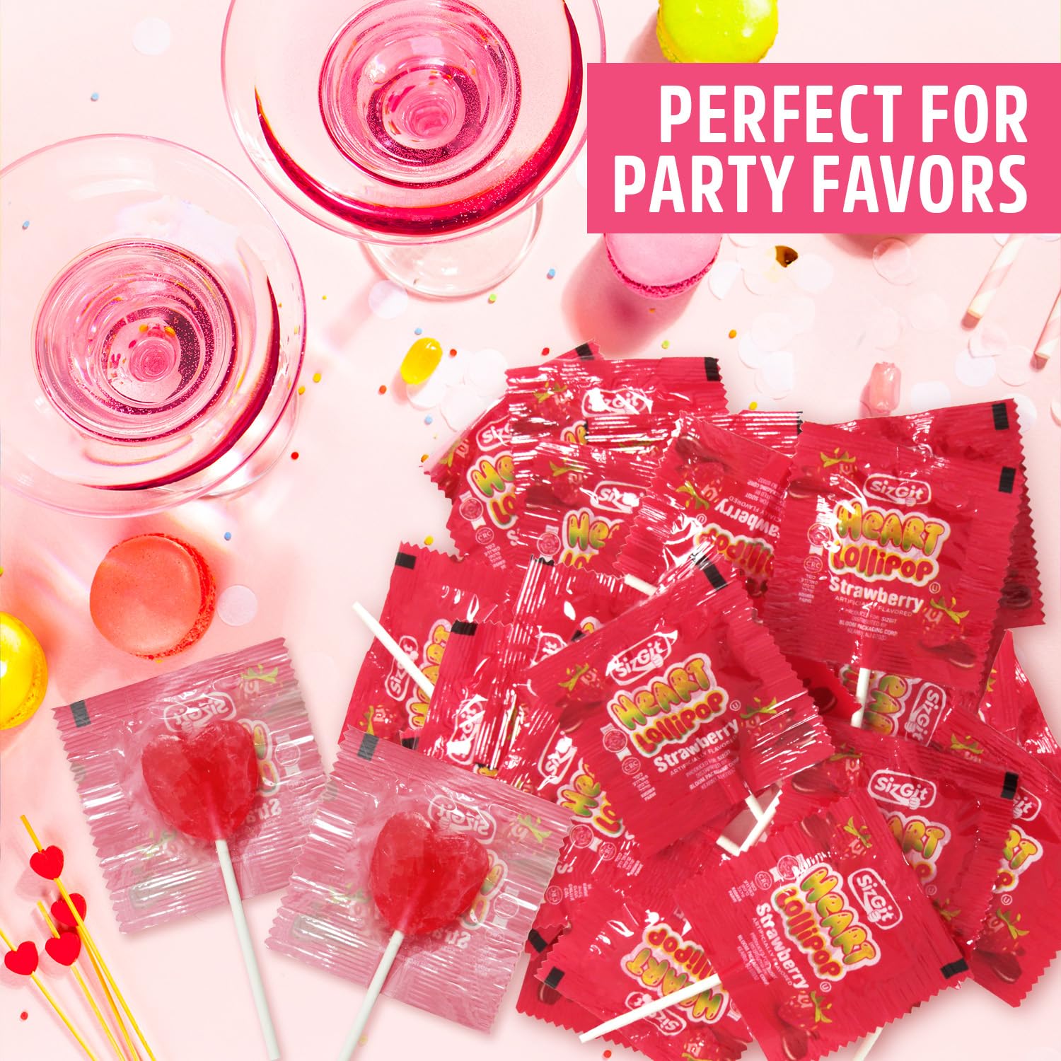 Bloom's Heart Lollipops individually wrapped treats support hygiene and sharing.