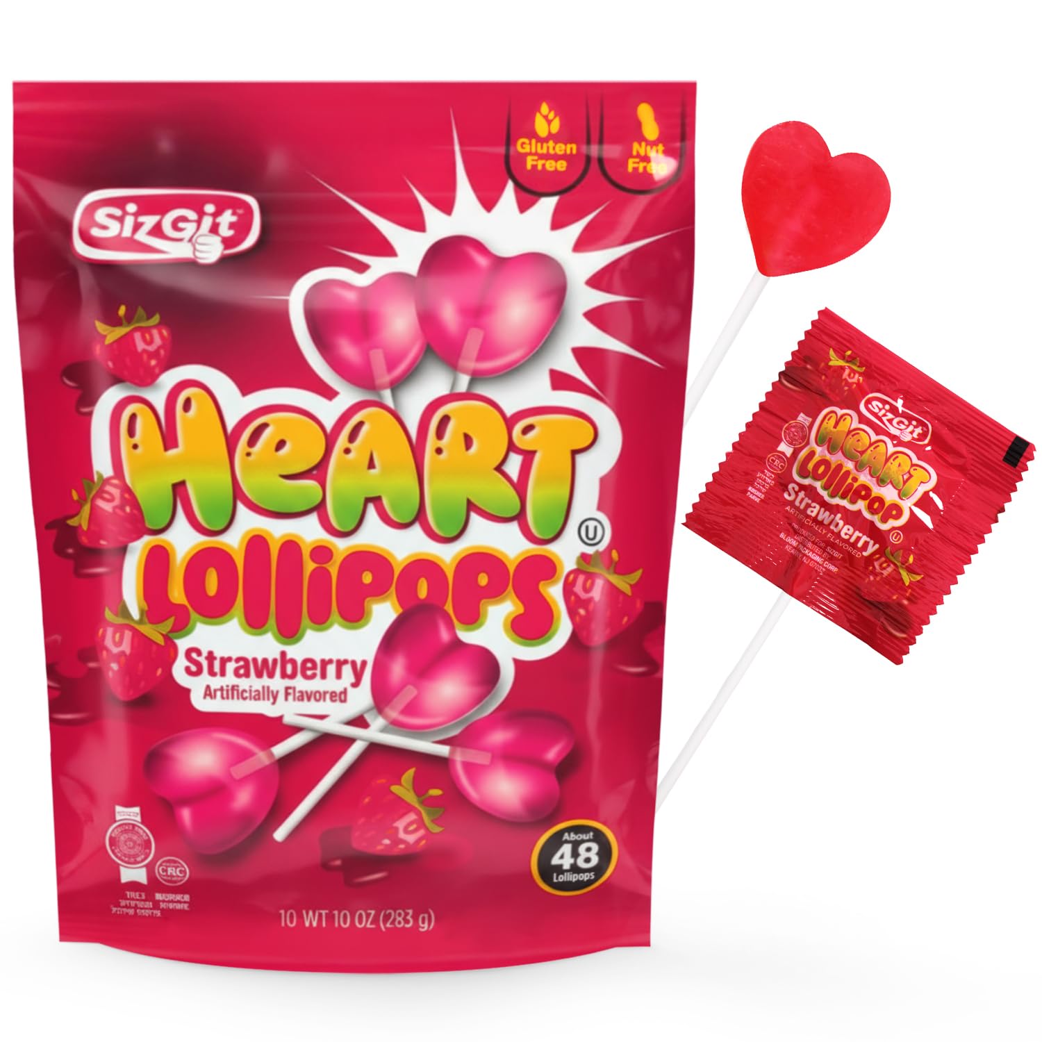 Bloom's Heart Lollipops red lollipops ready for classroom exchanges and gift bags.