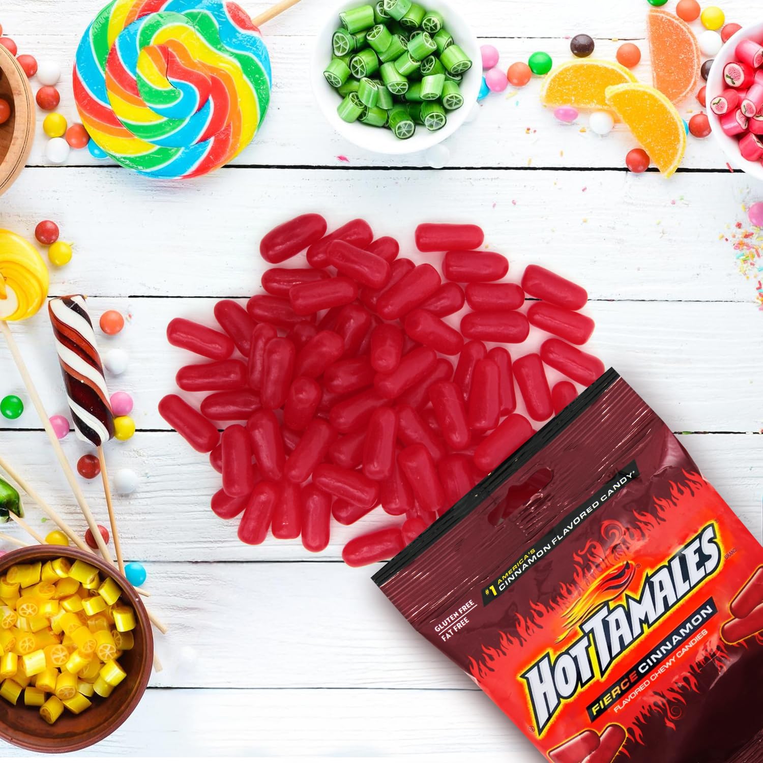 Opened Bloom's Hot Tamales Fierce Cinnamon mini box ready for quick bites.