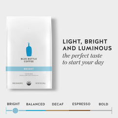 Blue Bottle Bright pour-over setup highlighting light roast aroma and clarity