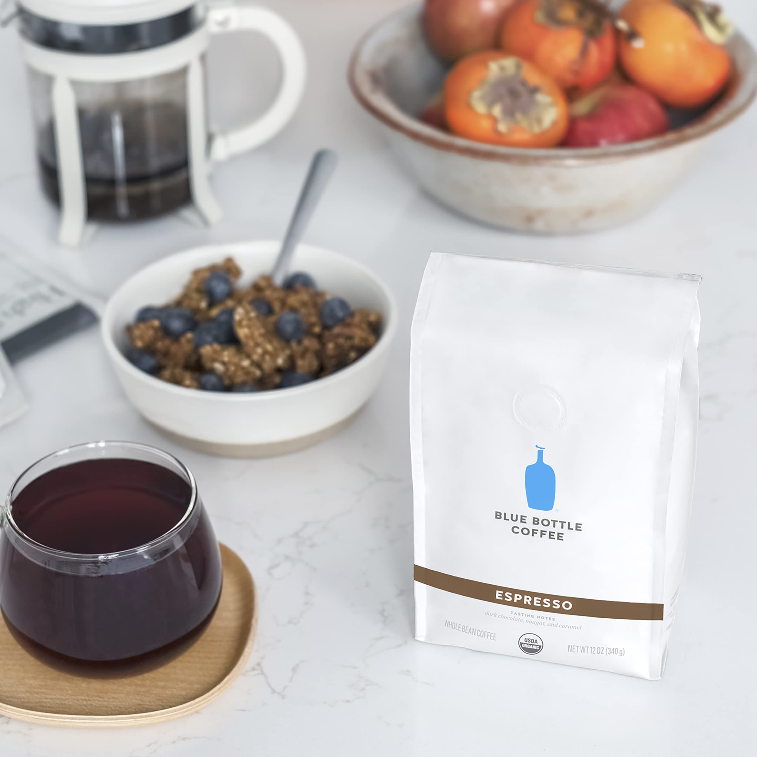 Blue Bottle Organic farming map shows sustainable sourcing of beans.