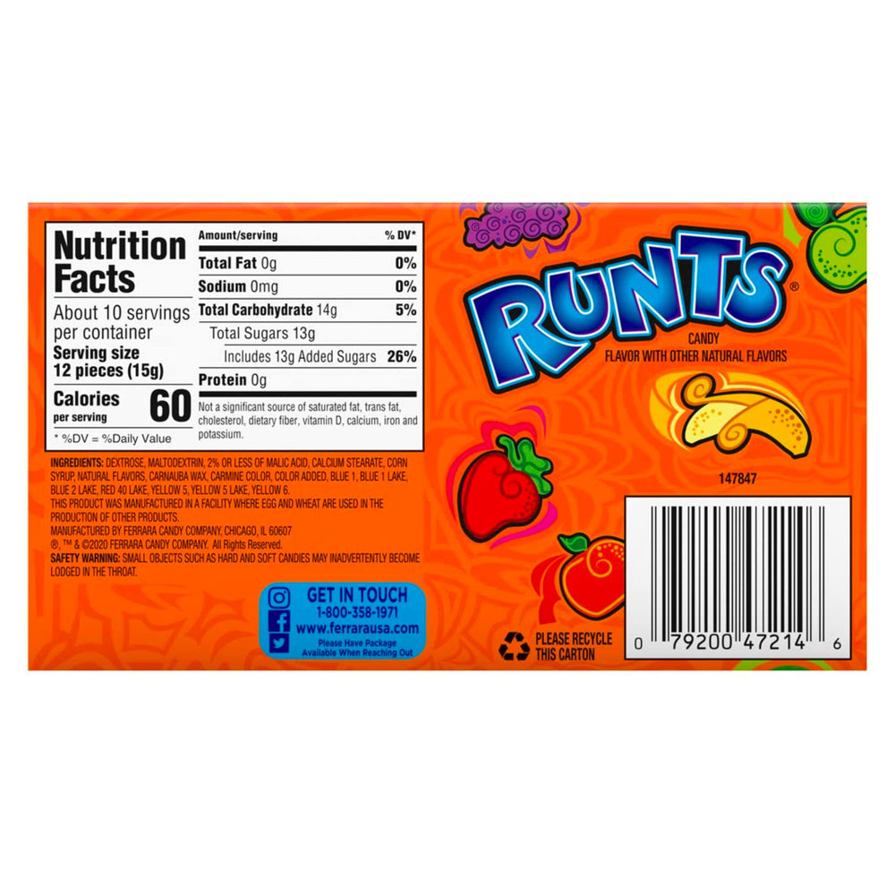 Blue Clover Runts theater box side view, shows 3-pack for sharing.