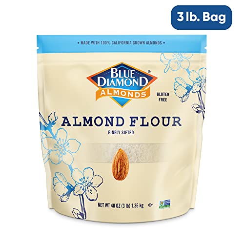 Blue Diamond Almond Flour scoop on counter, ideal for keto and paleo recipes.