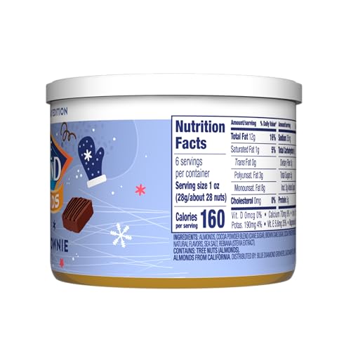 Blue Diamond Frosted Brownie almonds serving size 6 oz with protein mention.