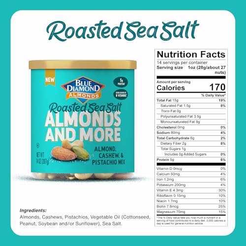 Blue Diamond Almonds pistachios and cashews close-up, rich in flavor and crunch.