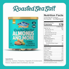 Blue Diamond Almonds pistachios and cashews close-up, rich in flavor and crunch.