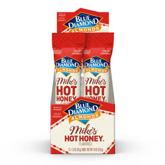 Close-up of crispy almonds coated in Mike's Hot Honey.