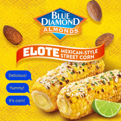 Creamy coating on Blue Diamond Almonds Elote Street Corn almonds with savory flavor.