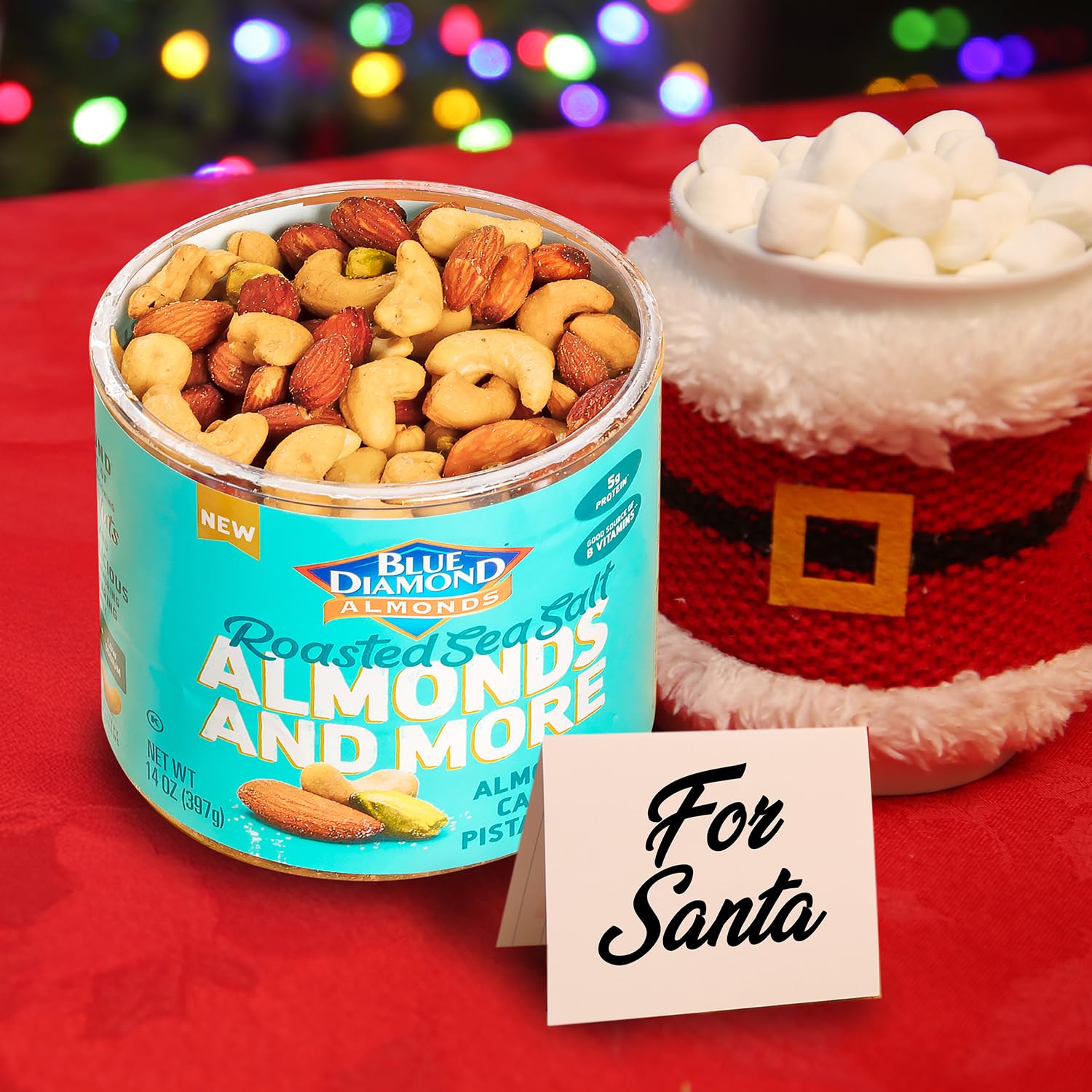 Blue Diamond nuts assorted mix background supports on-the-go lifestyle and easy portioning
