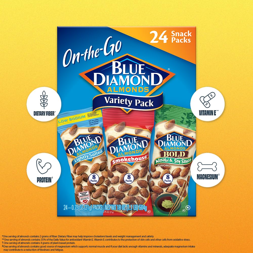 Blue Diamond Almonds individual packs 0.75oz for convenient snacking