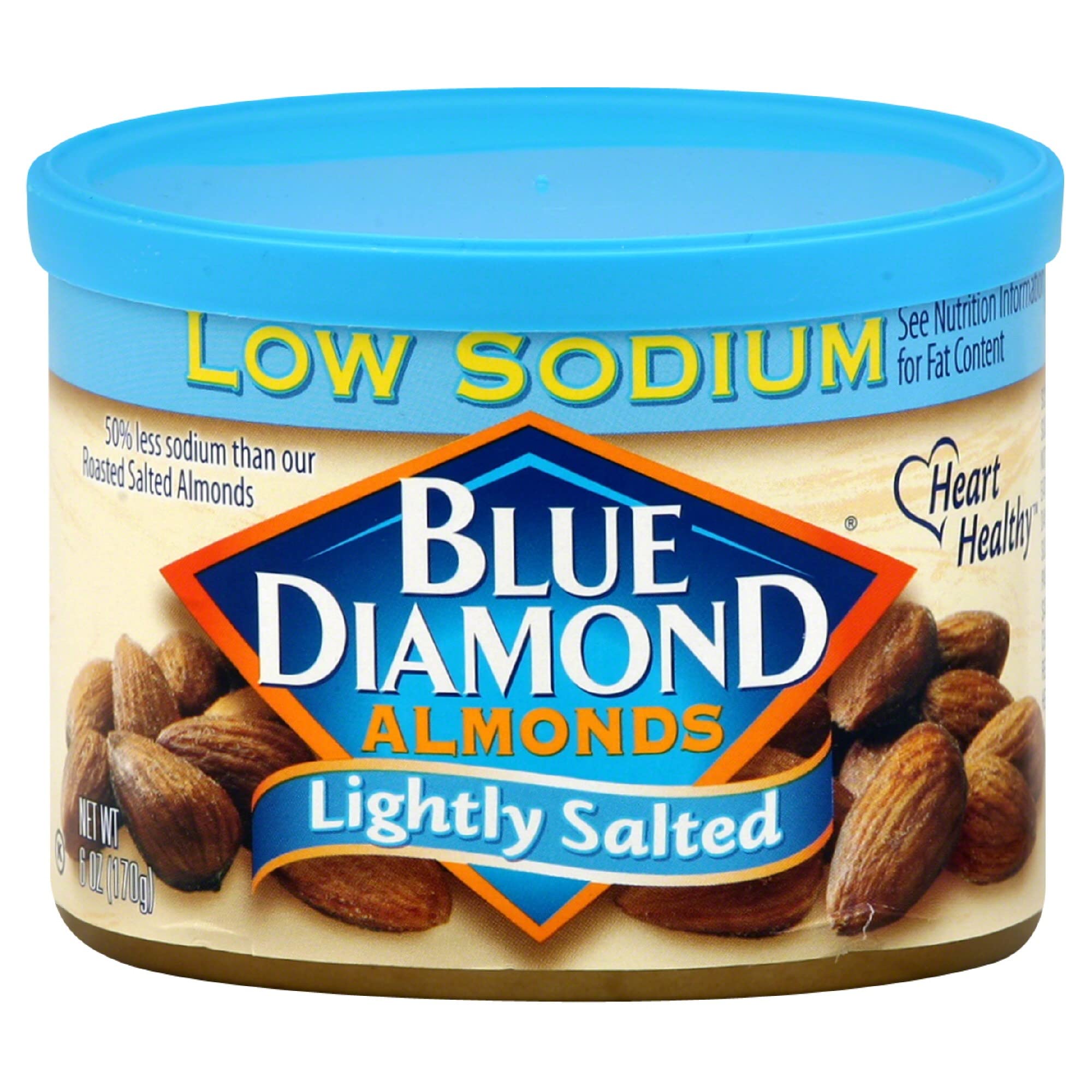 Blue Diamond Almonds lightly salted 6-ounce can, crisp crunch for quick, protein-packed snacking.
