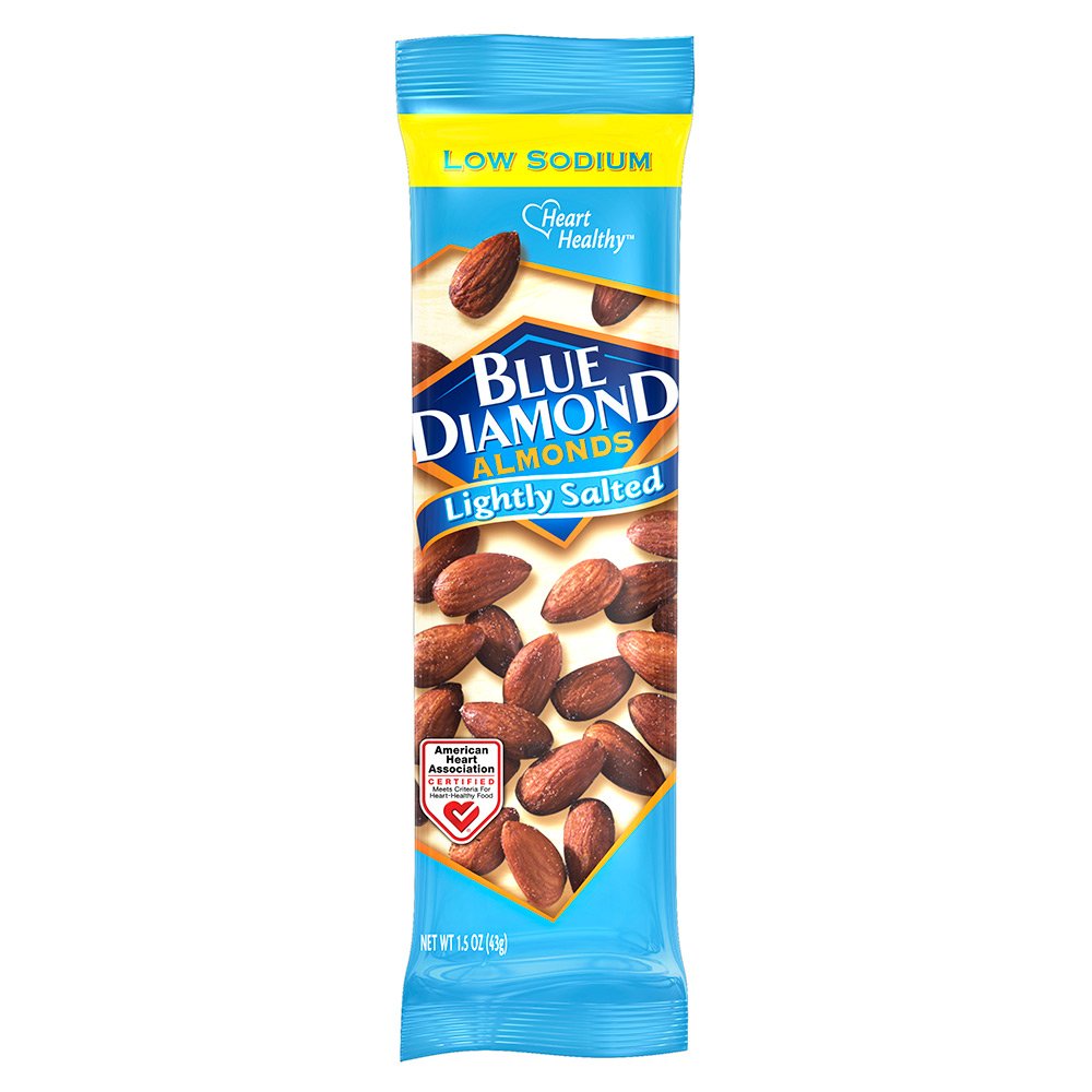 Blue Diamond Almonds lightly salted close-up; crunchy texture highlight.