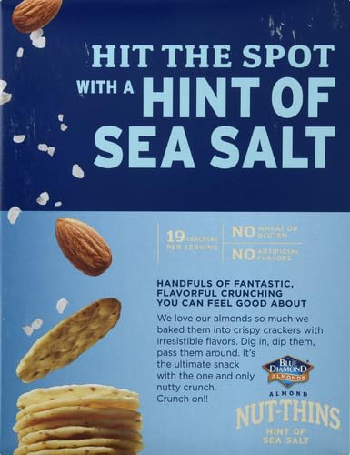 Blue Diamond Nut Thins 3g protein per serving displayed on package.