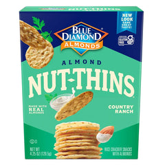 Blue Diamond Nut Thins Country Ranch crackers offer a crisp almond bite, perfect with dips.