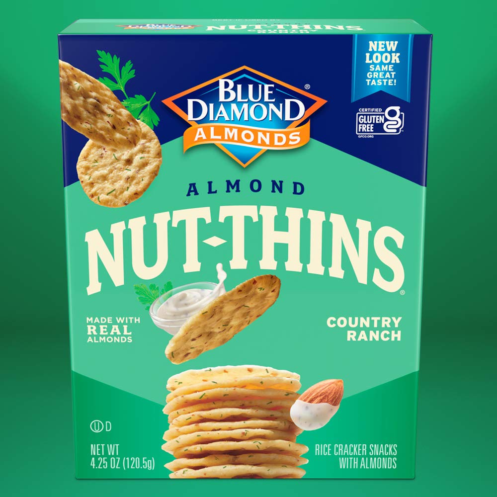 Blue Diamond Nut Thins travel friendly packaging for on the go.