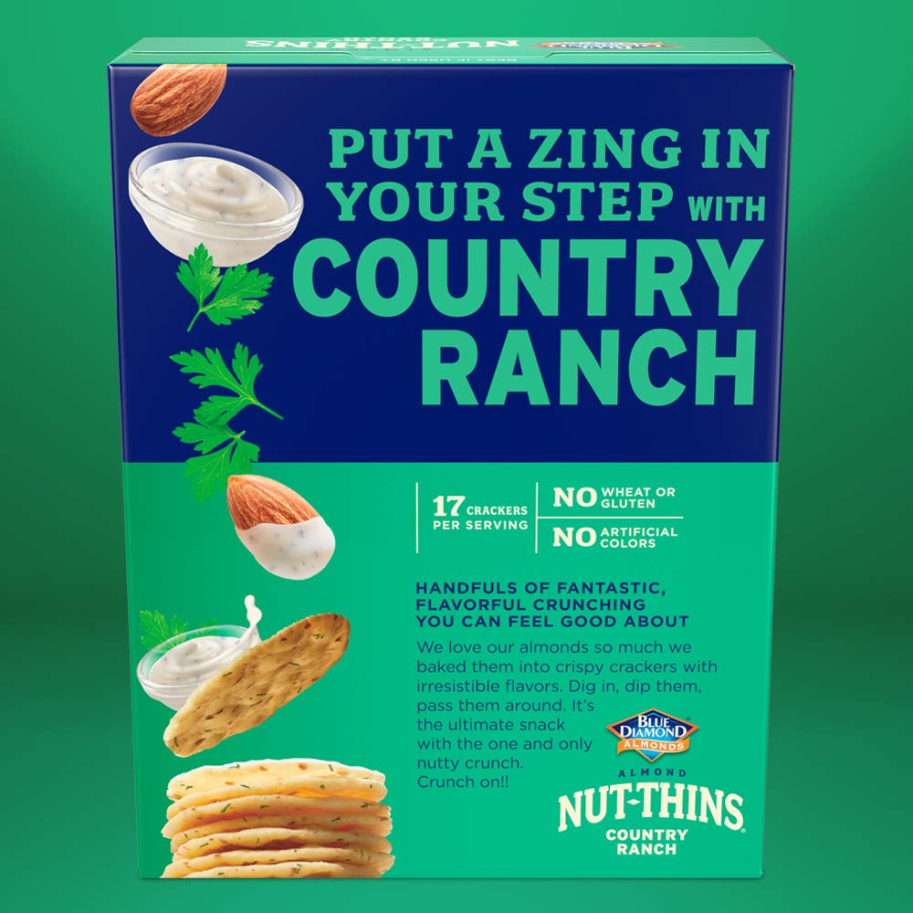 Blue Diamond Nut Thins Country Ranch ideal for ranch flavor cravings at lunch.