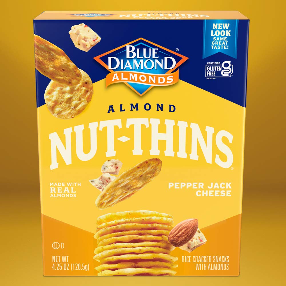 Ingredients panel of Blue Diamond Nut Thins Pepper Jack crackers