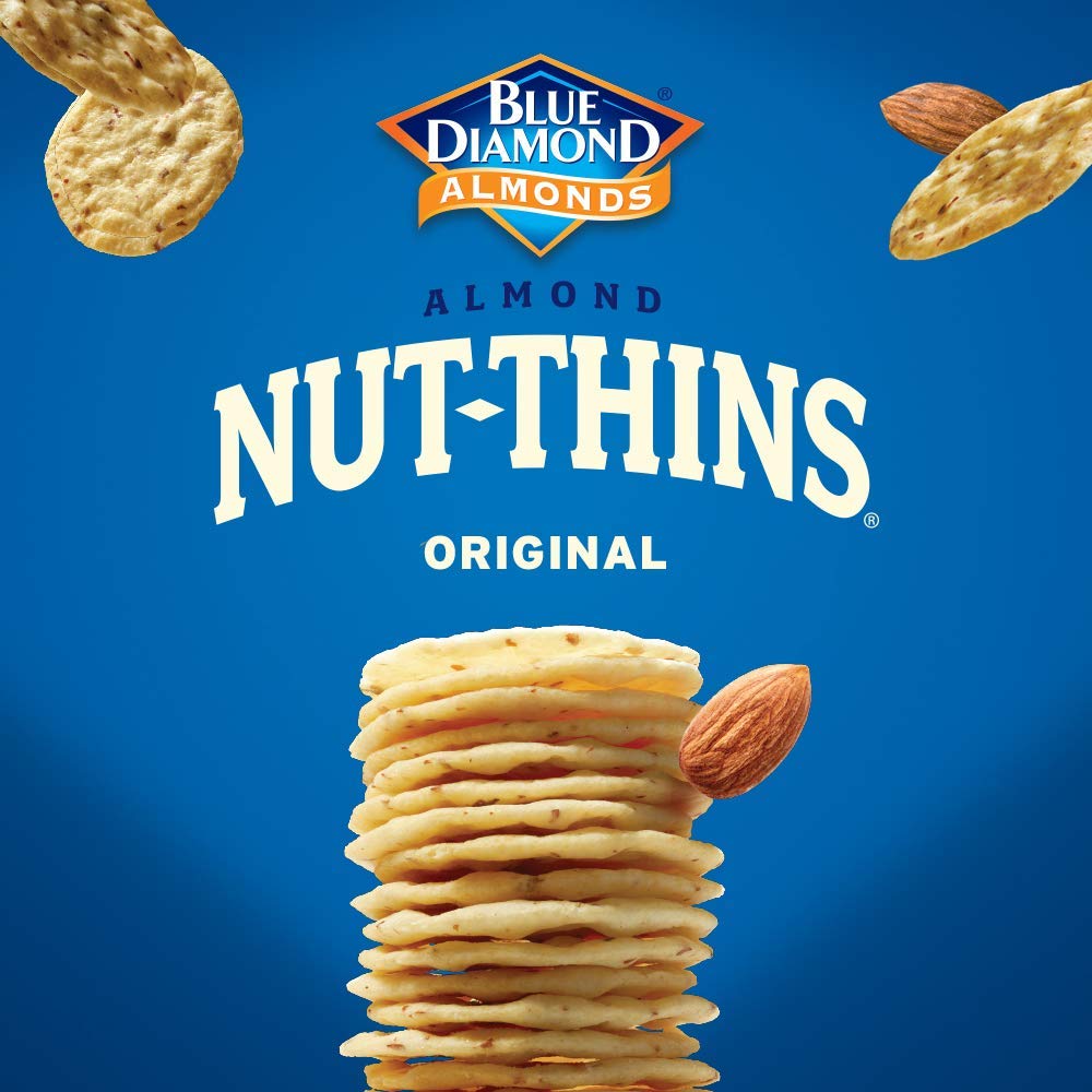 Blue Diamond Almonds Nut-Thins Original crackers showcase gluten-free snack options for gatherings.