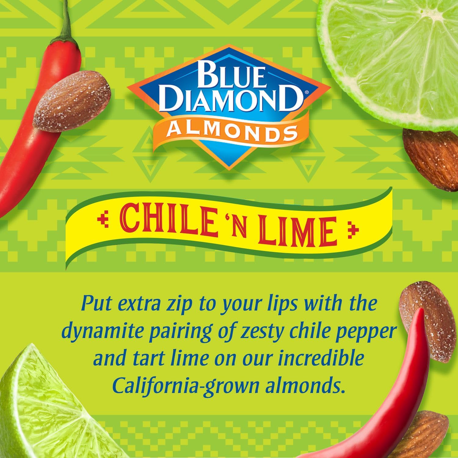 Blue Diamond almonds nutrition boost showing protein and fiber for snacks.