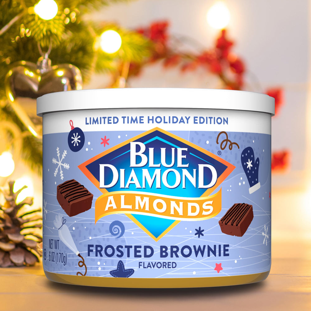 Blue Diamond packaging label with vivid colors attracting party attention.