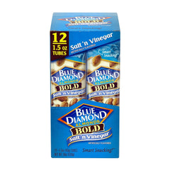 Blue Diamond Bold Almonds packaging displayed on store shelf.