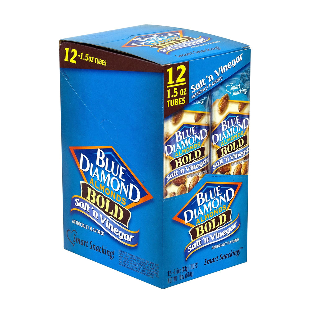 Blue Diamond Bold Almonds in a 1.5oz tub for portable snacking.