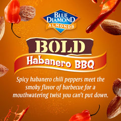Blue Diamond Bold Habanero BBQ almonds in a bag front display for quick grab-and-go.