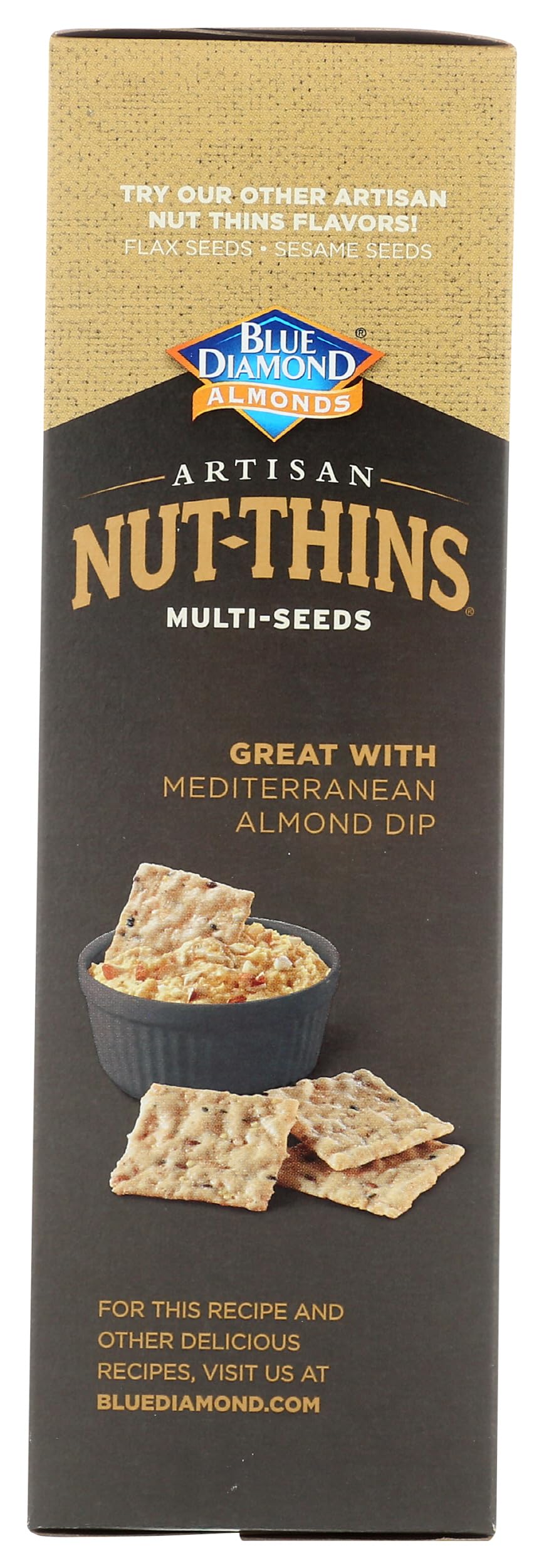 Blue Diamond Nut Thin Cracker Multiseed arranged with cheese on a board.